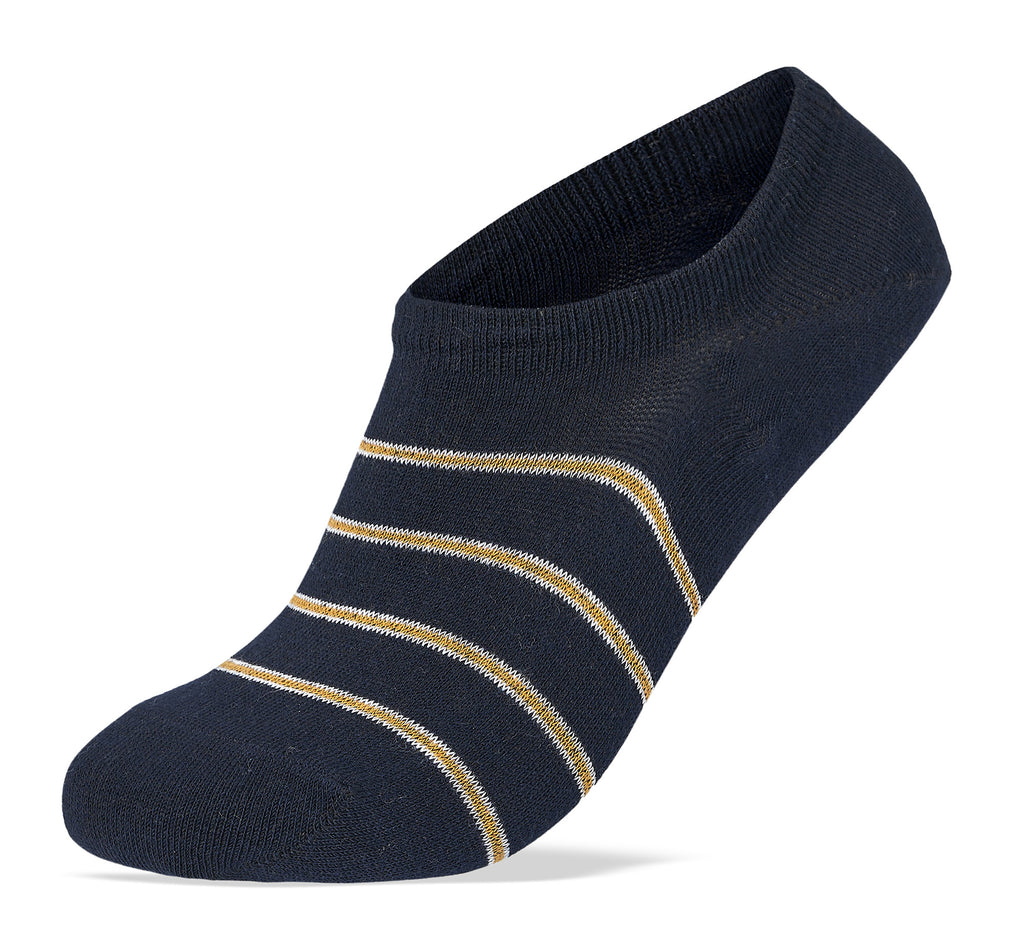 Men Set of 3 No Show Socks Striped Draw 2 L.Grey- Blue- D.Grey – Sam Socks