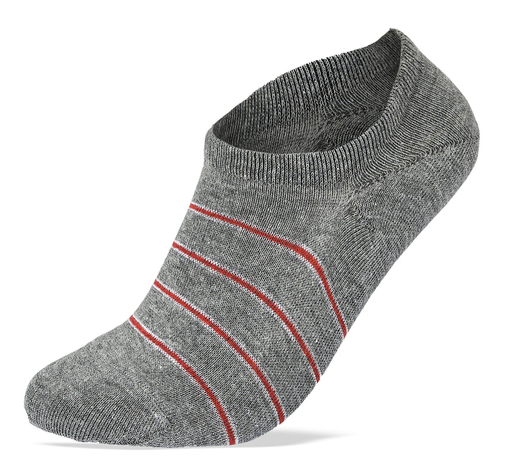 Men Set of 3 No Show Socks Striped Draw 2 L.Grey- Blue- D.Grey – Sam Socks