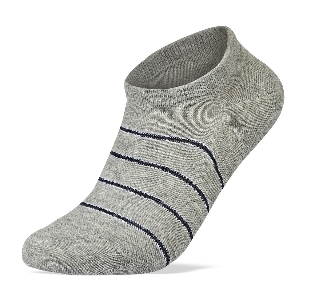 Men Set of 3 No Show Socks Striped Draw 2 L.Grey- Blue- D.Grey – Sam Socks