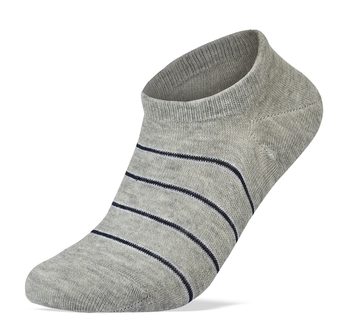 Men Set of 3 No Show Socks Striped Draw 2 L.Grey- Blue- D.Grey – Sam Socks