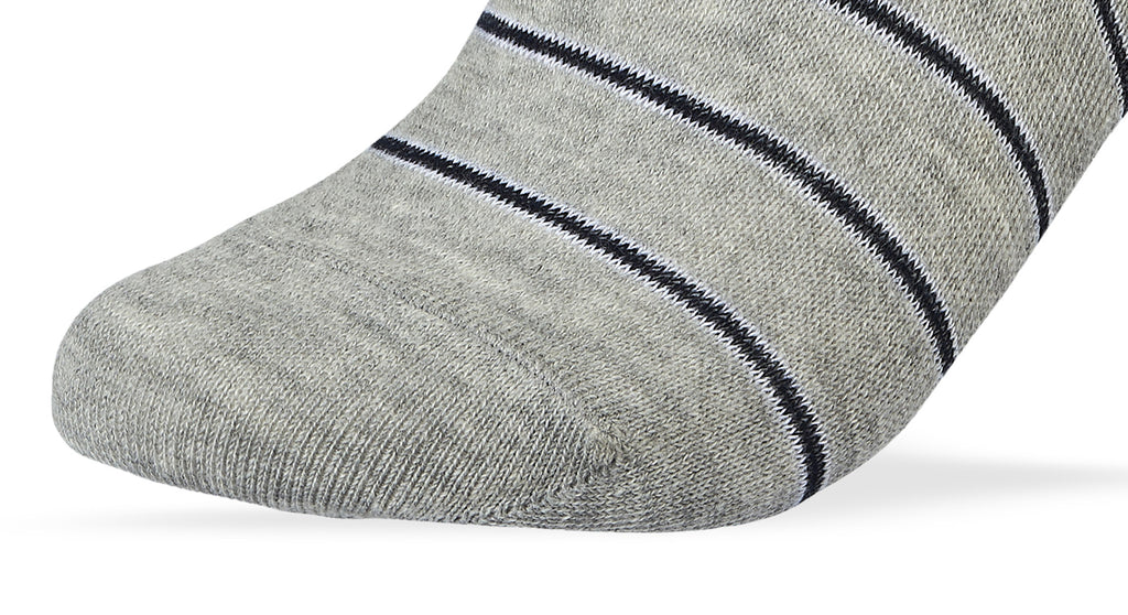 Men Set of 3 No Show Socks Striped Draw 2 L.Grey- Blue- D.Grey – Sam Socks