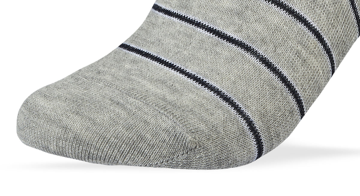 Men Set of 3 No Show Socks Striped Draw 2 L.Grey- Blue- D.Grey – Sam Socks