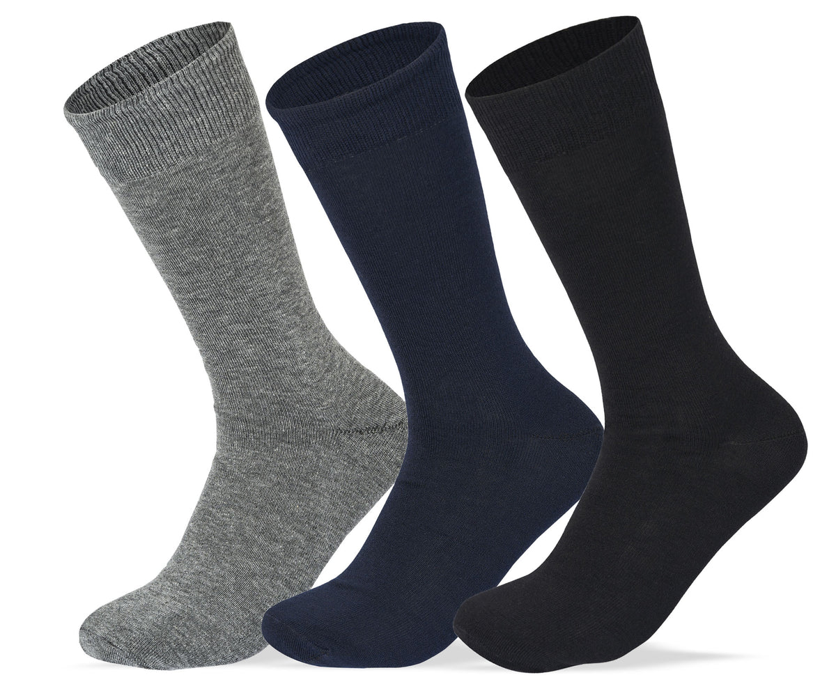 Men Set of 3 Classic Socks Plain Black-Navy Blue-D.Grey – Sam Socks