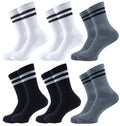 Men Set Of 6 Half Terry Sport Socks Black-White- Grey – Sam Socks