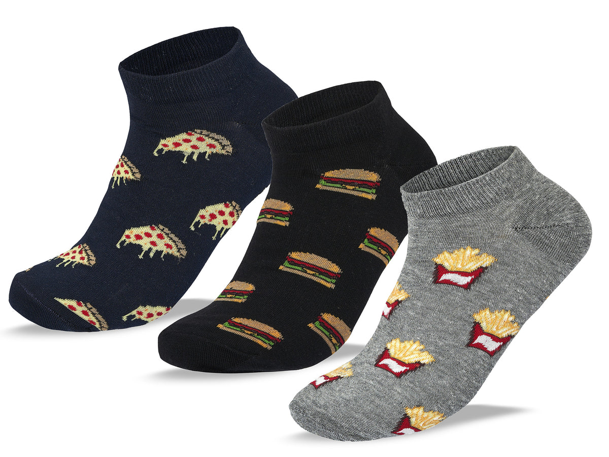 Men Set of 3 Ankle SE Pizza Pattern Socks – Sam Socks