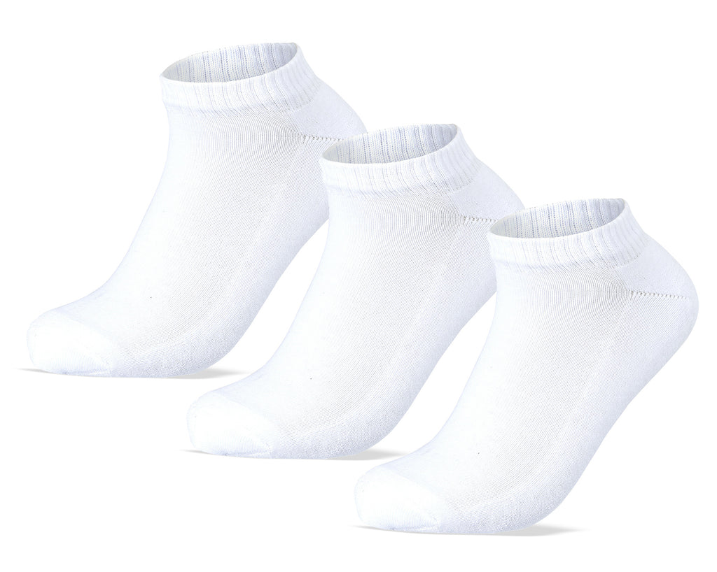 Men Set of 3 Ankle Half Terry Socks Plain White – Sam Socks