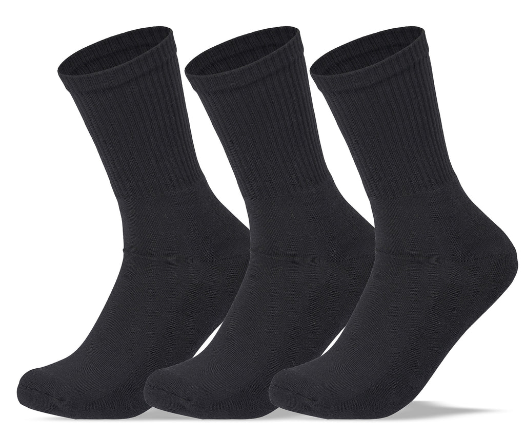 Men Set of 3 Half Terry Sport Socks Plain Black – Sam Socks