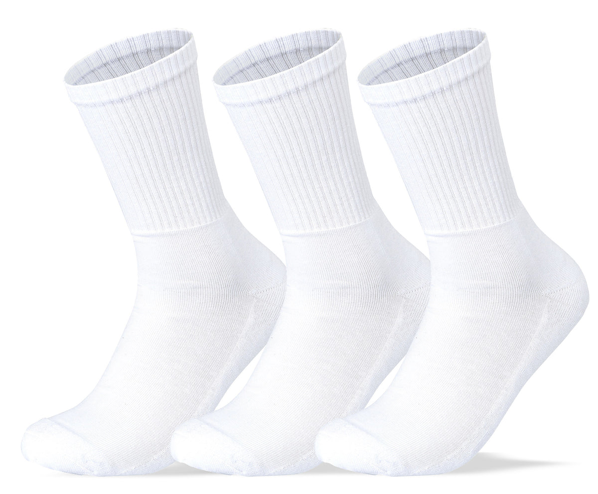 Men Set of 3 Half Terry Sport Socks Plain White – Sam Socks