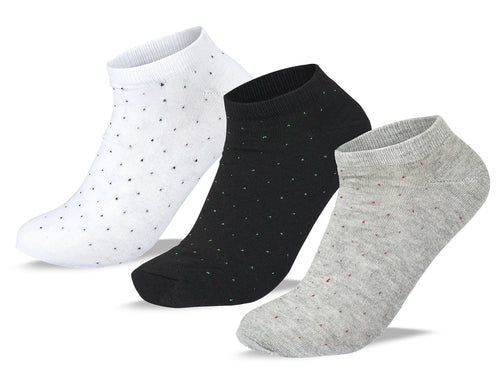 Men Set of 3 Ankle Dots Casual Socks Black-Grey-White – Sam Socks