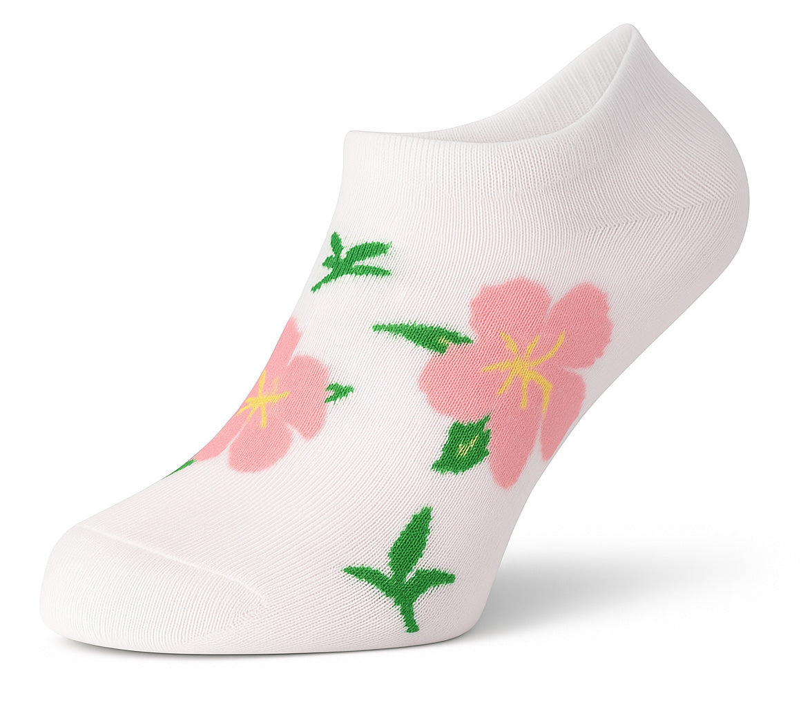 Sam Socks Set Of 3 Ankle Socks Women Flower Pattern Black, White And Pink – Sam Socks