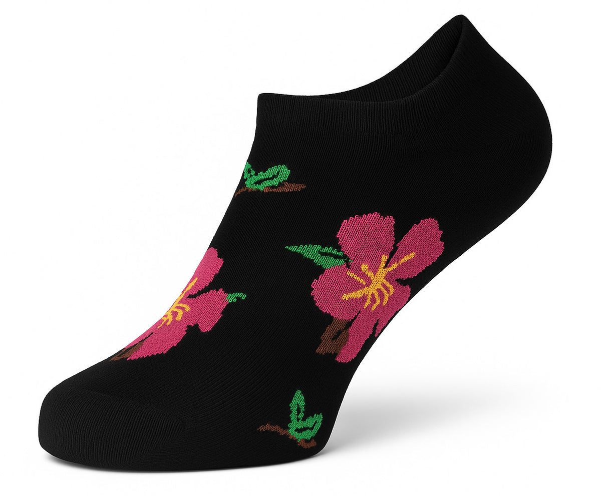 Sam Socks Set Of 3 Ankle Socks Women Flower Pattern Black, White And Pink – Sam Socks