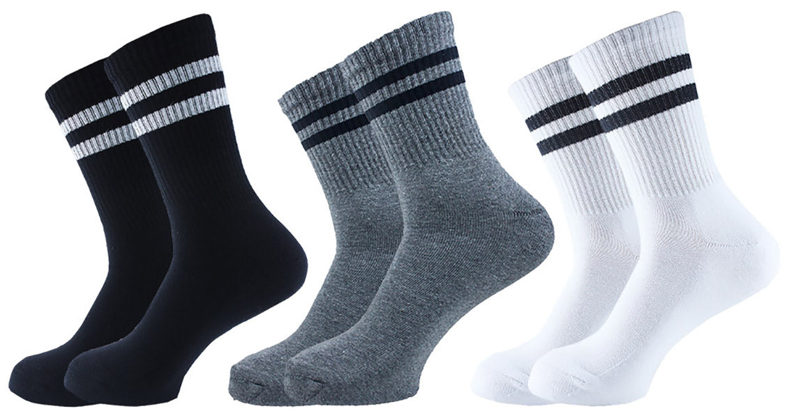 Men Set Of 3 Half Terry Sport Socks White-Grey-Black – Sam Socks