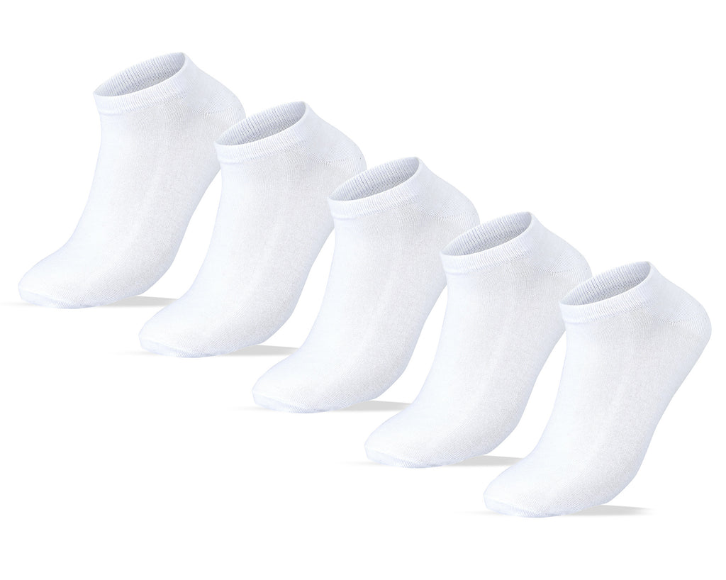 Women Set Of 5 Ankle Socks Plain White – Sam Socks